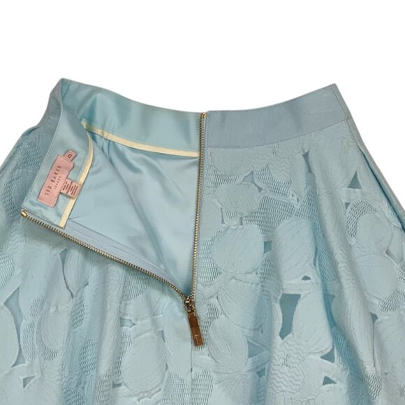 Ted Baker Quinia Skirt Ted/0 US/2 XS Burnout Sky Blue Lace - Picture 4 of 11